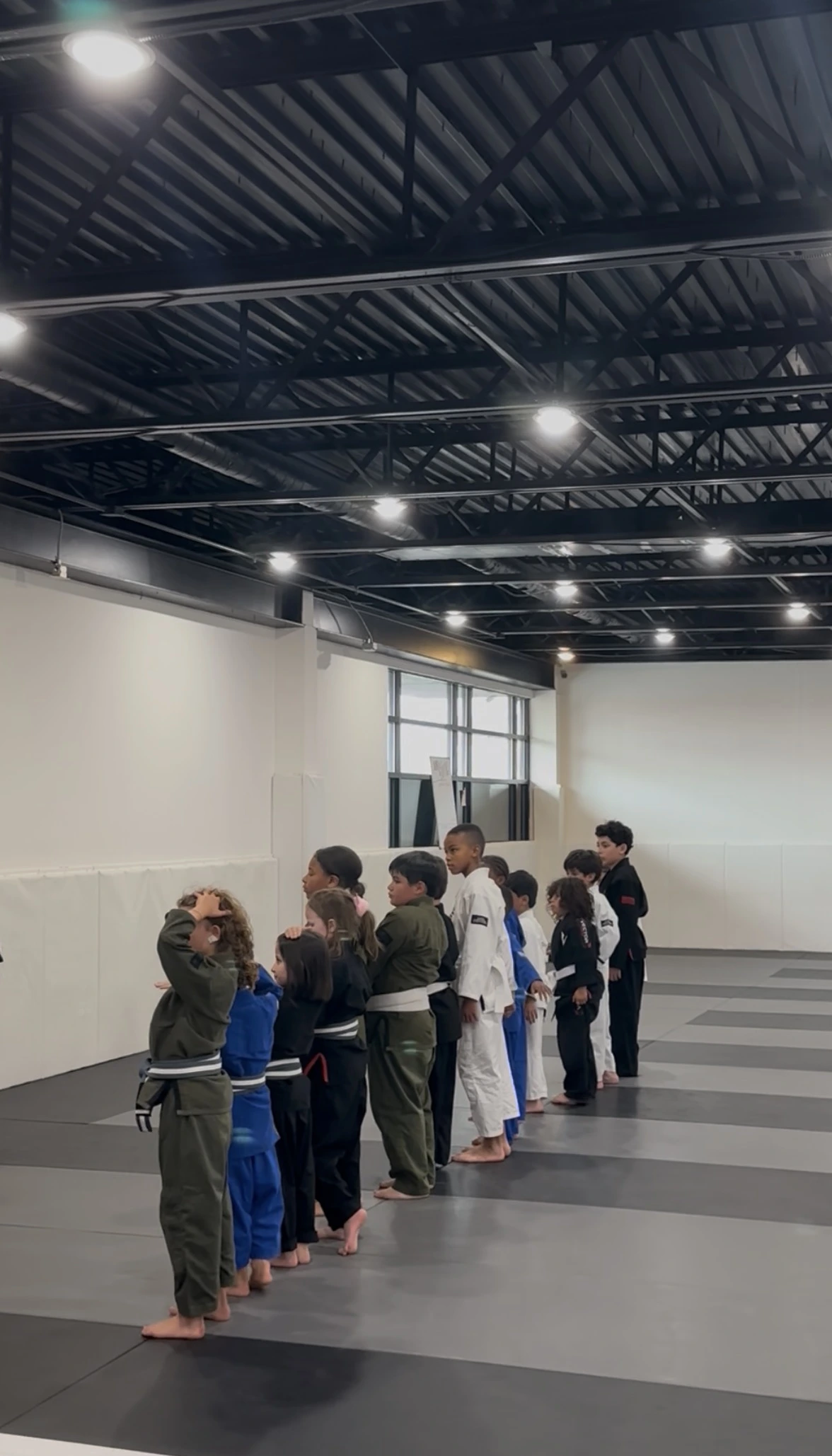 Youth students training Jiu-Jitsu technique together