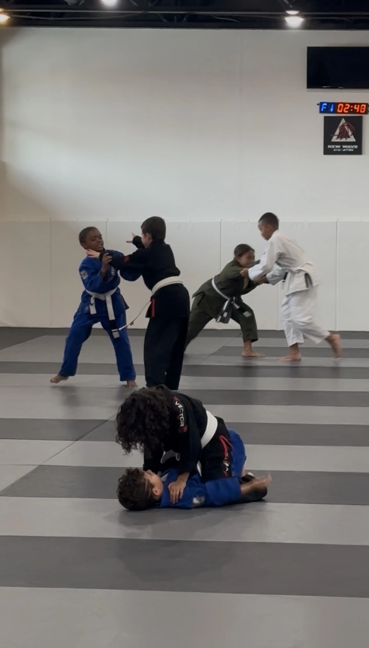 Young students drilling a technique